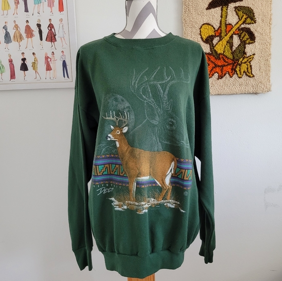 L & J Sportswear Tops - Cotton Grove | 90s Vintage Deer Sweatshirt
